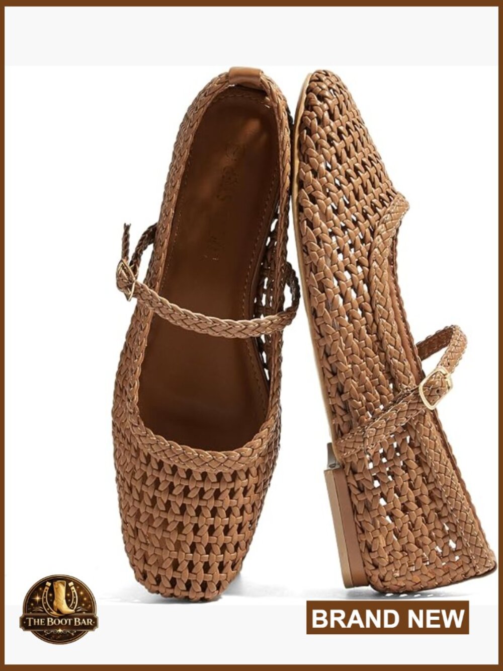 Mesh Woven Ballet Flats Round Toe Buckle Strap Breathable Casual Comfortable - Picture 1 of 7